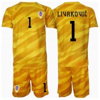 Camiseta Croacia Dominik Livakovic #1 Portero Primera Equipación Replica Eurocopa 2024 para niños mangas cortas (+ Pantalones cortos)
